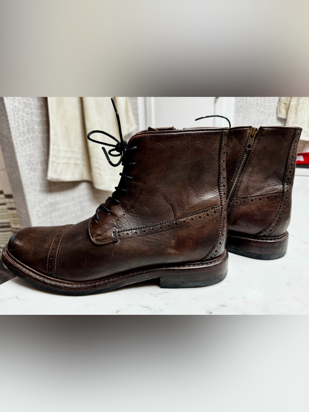 Frye Murray Leather Lace-Up Boots Brown Men’s Size 10.5 - Rare and discontinued - Picture 10 of 13